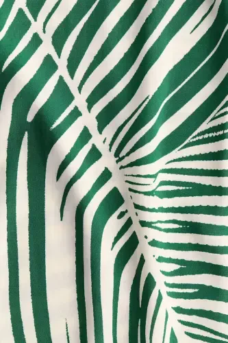 Viskoz Tunik Elbise-Yeşil/Krem desenli - 7