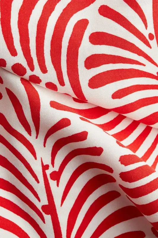 Viskoz tunika koʻylak - Oq/Qizil naqshli - 4