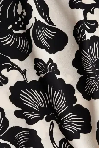 Viskoz Tunika Ko'ylak - Oq/Qora gulli - H&M (1)