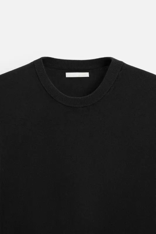 VISKOZA QORISHGAN TRIKOTAJ T-SHIRT - Qora - 9