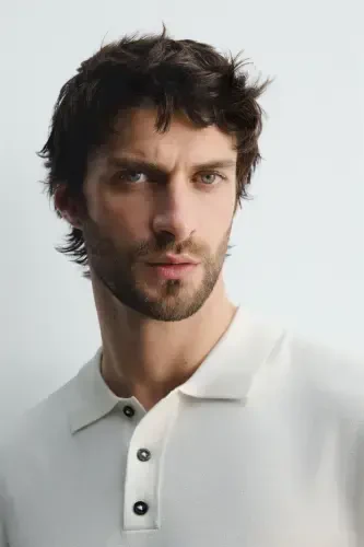 ВИСКОЗНОЕ ТРИКОТАЖНОЕ ПОЛО СМЕШАННОГО СОСТАВА - Грязно-белый - 8