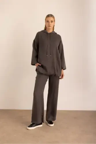 Вискозный костюм с резинкой на талии - 6