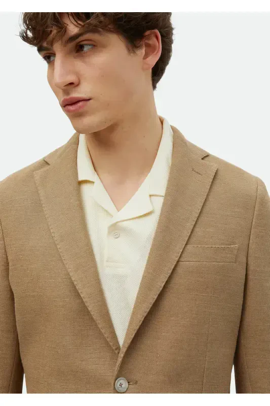 Вискозный микро-жакет с узкими плечами, облегающий, хлопковая смесь, вязаный. - 4