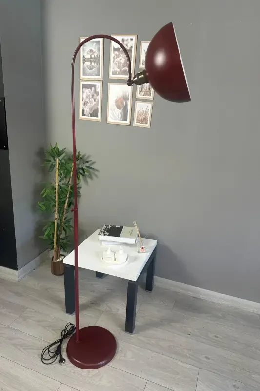 Vişne Çürüğü Lambader Modern Dekoratif Metal Oturma Odası Çalışma Odası Zemin Lambası-Vişne Çürüğü Lale Başlık - 3