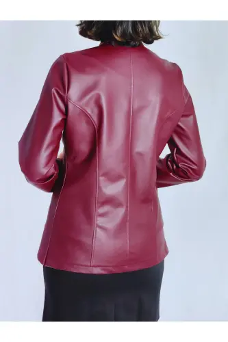 VİŞNE ÇÜRÜĞÜ RENGİ DERİ CEKET-VİŞNE ÇÜRÜĞÜ - 8