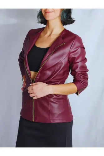 VİŞNE ÇÜRÜĞÜ RENGİ DERİ CEKET-VİŞNE ÇÜRÜĞÜ 