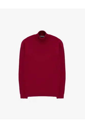 Vişne Slim Fit Balıkçı Yaka Basic Triko Kazak 50314202-VR223 - Vişne - 7