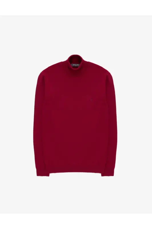 Vişne Slim Fit Balıkçı Yaka Basic Triko Kazak 50314202-VR223 - Vişne - 7