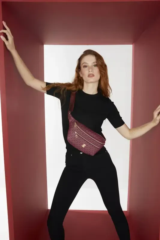 Вишня Маленький Алфавит Женская Поясная Сумка 05PO22Y1542-Маленький Алфавит Вишня - 1