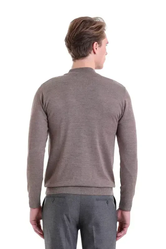 Visone Comfort Fit Jacquard Half Turtleneck Wool - 2