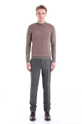 Visone Comfort Fit Jacquard Half Turtleneck Wool - 6