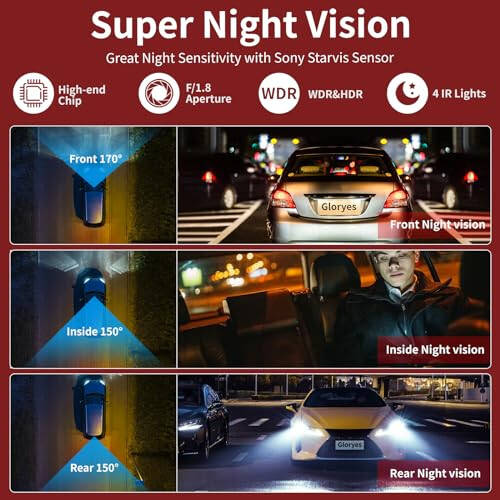 Vital Dash Cam, 3 Channel Dash Cam Front and Rear Inside, Interior Car Camera, 2.5K/1440P Front car Dash cam, Front+Interior, Front+Rear Dash Camera for Cars Taxi with Night Vision, Parking 1S Recording - 5