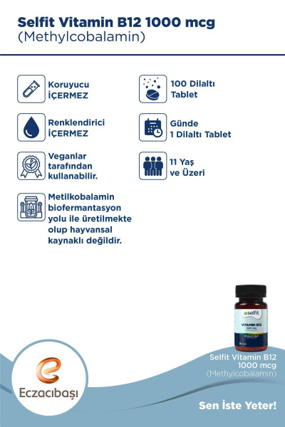 Vitamin B12 1000 Mcg 100 Dilaltı Tablet - 4