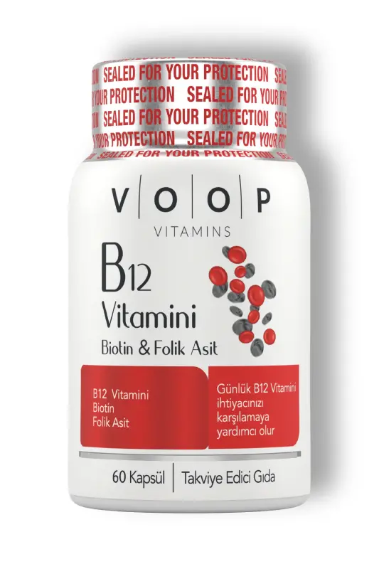 Vitamin B12 - Biotin & Folic Acid Skin, Hair, Nail and Brain Health Support 60 Herbal Capsules - 6