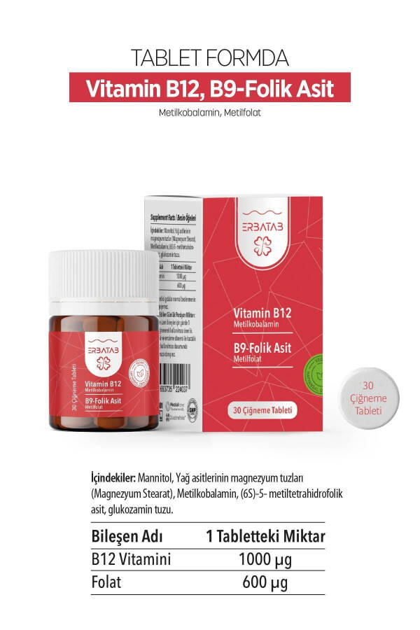 Vitamin B12 - Folat kislotasi B9 - Metilkobalamin - Metilfolat - 24