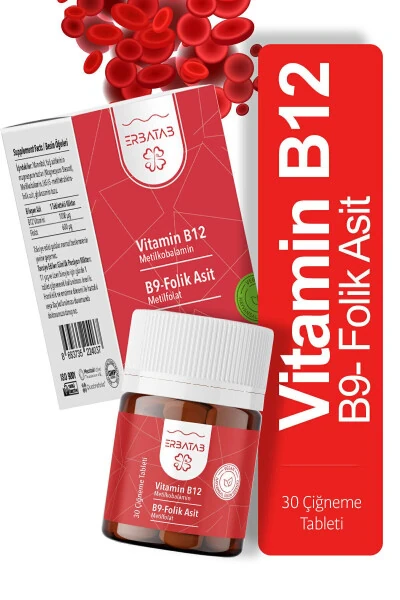 Vitamin B12 - Folic Acid B9 - Methylcobalamin - Methylfolate - ERBATAB