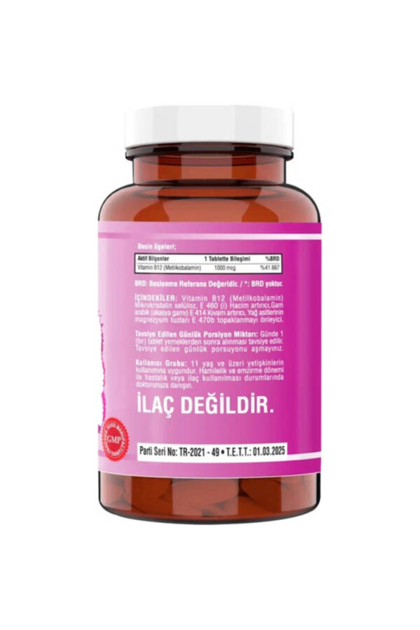 Vitamin B12 (Metilkobalamin) 1000 Mcg 120 Tablet - 4