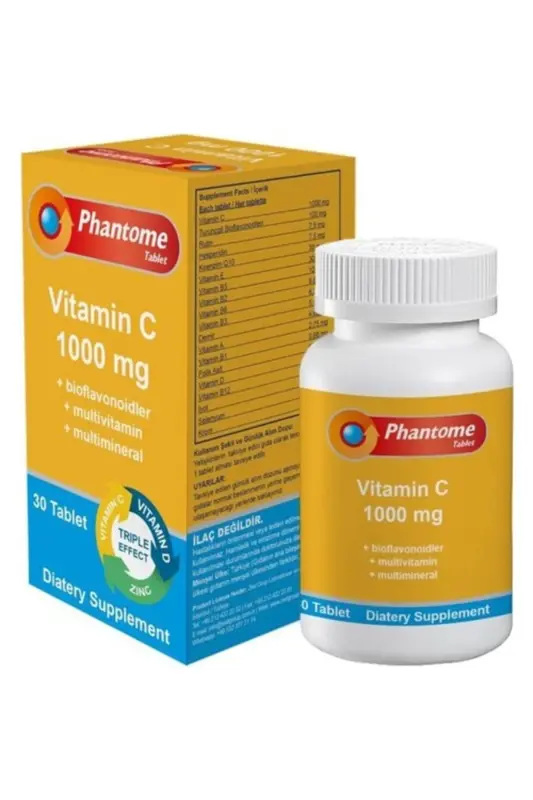 Vitamin C 1000 Mg, Sink, D Vitamini, Multivitamin Kompleksi 30 Tabletka - PHANTOME