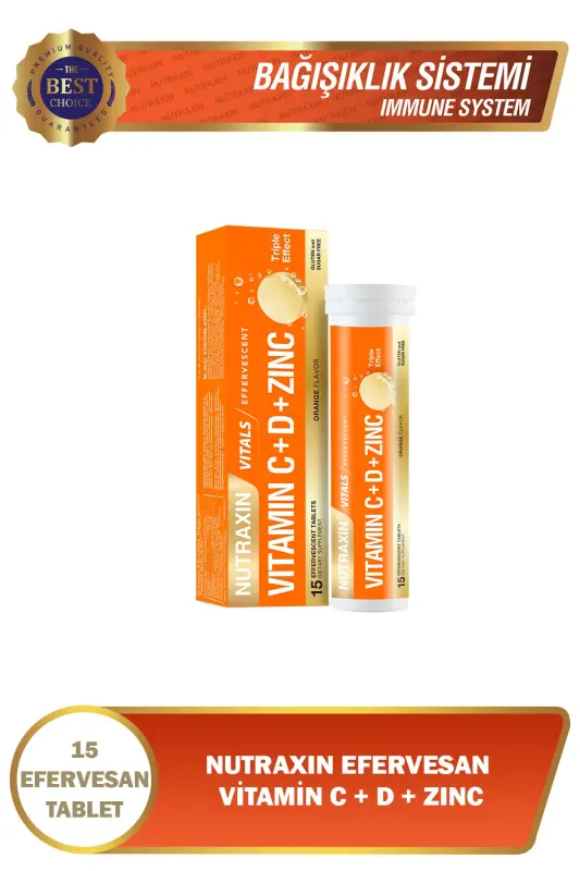 Vitamin C-d va Sink Efervesan Tabletkalari 15 dona - NUTRAXIN