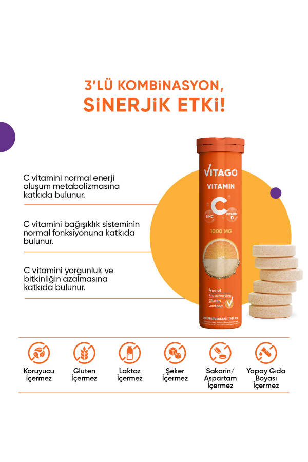 Vitamin C Vitamin D Çinko 20'li Tablet - 2