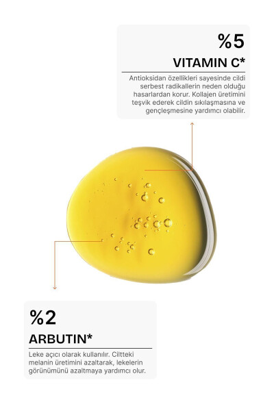 Vitamin C Yori Yoriqlantiruvchi Va Rangini Tenglashtiruvchi Parvarish Serumi 5% C Vitamini & 2% Arbutin 30 ml - 3