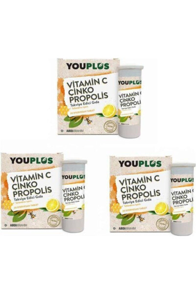 Vitamin C Zinc Propolis 20 Effervescent 3 Boxes - 1