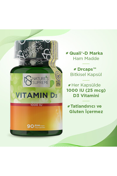 Vitamin D3 1000 IU 90 Capsules - 2