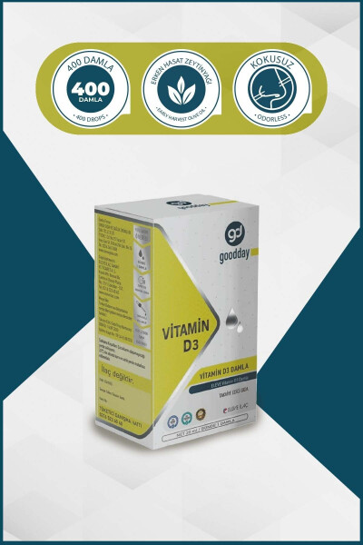 Vitamin D3 Bitkisel Besin Takviyesi 400 Damla 1000IU Soğuk Sıkım Zeytin Yağı - 11