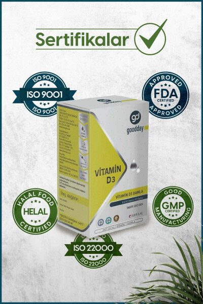 Vitamin D3 Bitkisel Besin Takviyesi 400 Damla 1000IU Soğuk Sıkım Zeytin Yağı - 5