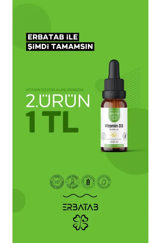 Vitamin D3 Bolalar uchun 20 ML 400 IU Tomchi - ERBATAB