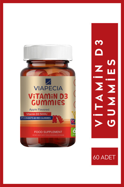 Vitamin D3 Chewable Gummies for Children with Vitamin D Deficiency Growth 60 Pieces - 1