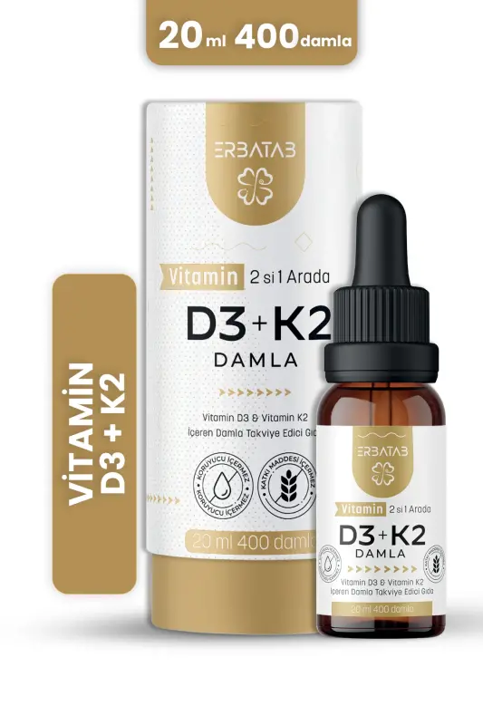 Vitamin D3 K2 2'si 1 Arada Damla - ERBATAB