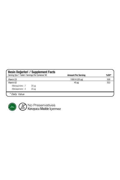 Vitamin D3 + K2 90 Tablet - 7