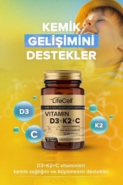 Vitamin D3 K2 C - 60 tablet Kompleks Vitamin Qo'llab-quvvatlash - 10