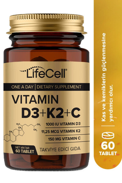 Vıtamın D3 K2 C - 60 Tablet Komplex Vitamin Desteği - 6