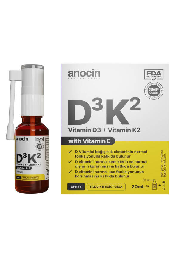 Vitamin D3 K2 E Vitamini, 1000 IU 2 mcg Damla 20 ml D3 K2 Vitamin D3k2 - 1