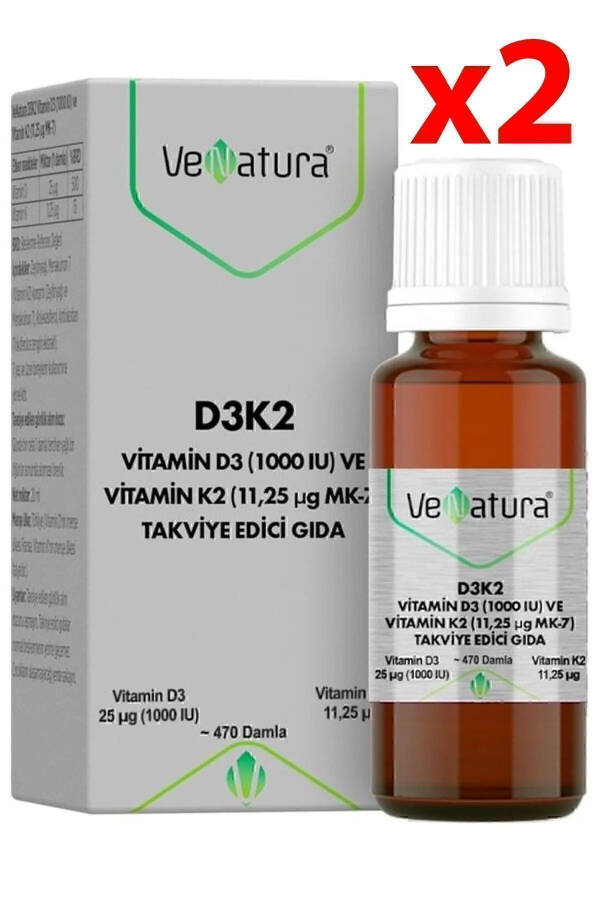 Vitamin D3 K2 Menakinon 7 Damla 20 ml 2 Adet - 2