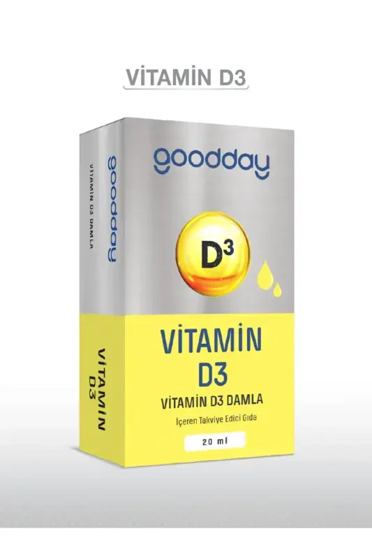 Vitamin D3 o'simlik oziq-ovqat qo'shimchasi 400 tomchi 1000IU Sovuq presslangan zaytun moyi - GOODDAY