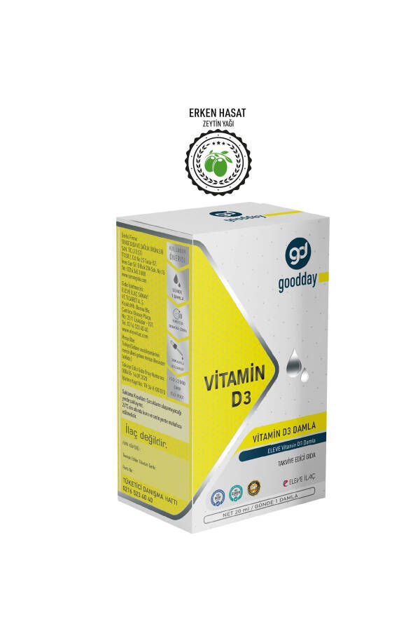 Vitamin D3 Plant-Based Dietary Supplement 400 Drops 1000IU Cold-Pressed Olive Oil - 9