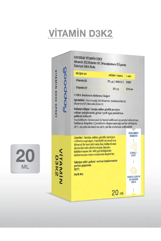 VİTAMİN D3K2 20 ML TAKVİYE EDİCİ GIDA - 2