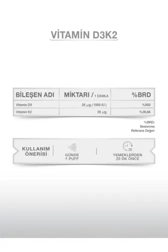 VİTAMİN D3K2 20 ML TAKVİYE EDİCİ GIDA - 4
