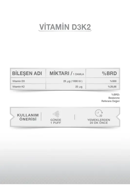 VİTAMİN D3K2 20 ML TAKVİYE EDİCİ GIDA - 4