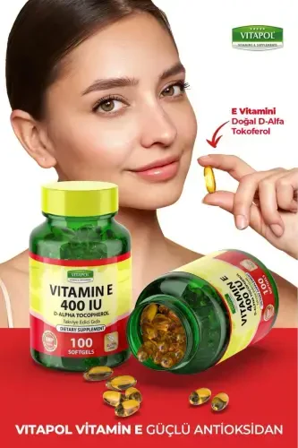 Vitamin E 268 Mg 100 Capsules 400 IU Yurdavit - 5