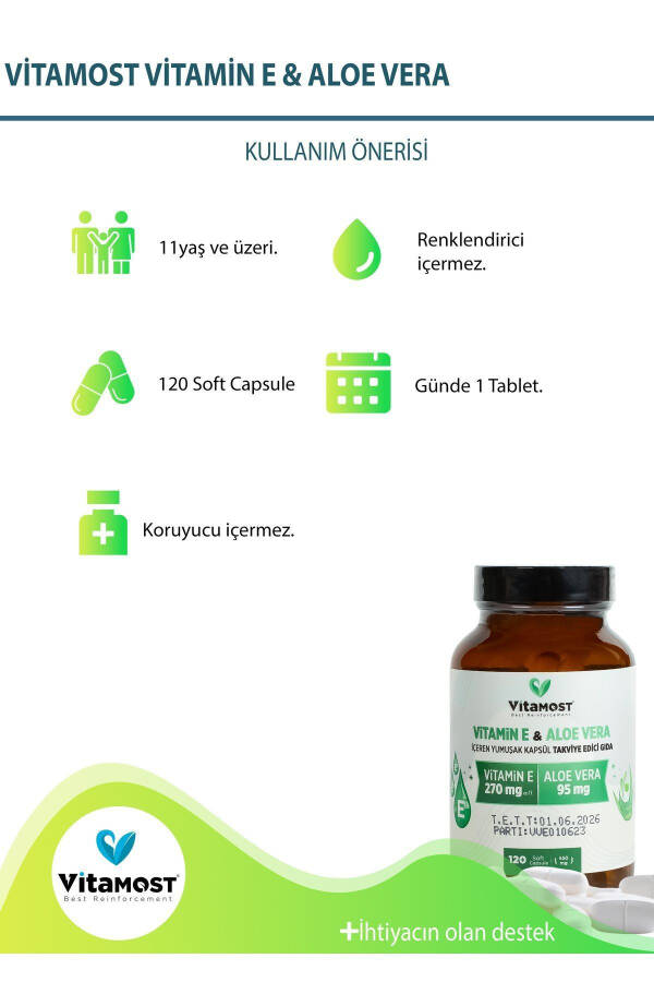 Vitamin E & Aloe Vera 120 Soft Gel Capsules 550 Mg - 4