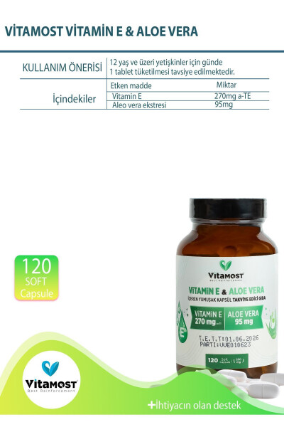 Vitamin E & Aloe Vera 120 Soft Gel Capsules 550 Mg - 5