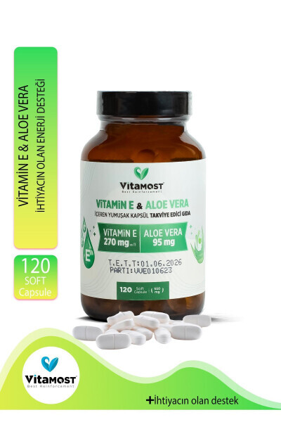Vitamin E & Aloe Vera 120 Yumshoq Jel Kapsula 550 Mg - VITAMOST
