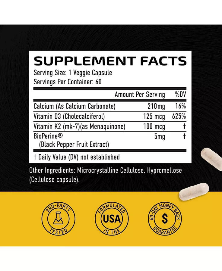 Vitamin K2 + D3 Kapsulalari, 60 dona Rangsiz - 2