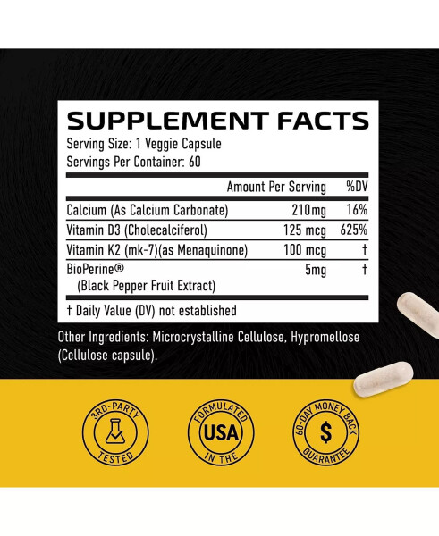 Vitamin K2 + D3 Kapsulalari, 60 dona Rangsiz - 3