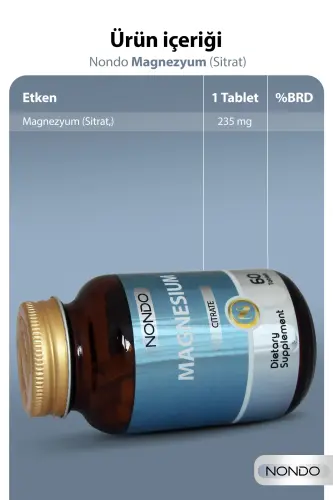 Vitamin Magnezyum Sitrat (MAGNEZYUM SİTRAT) 60 Tablet - NONDO (1)
