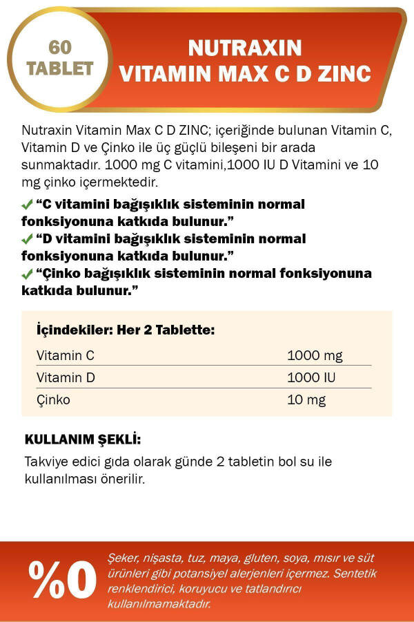 Vitamin Max C D Çinko 60 Tablet - 6